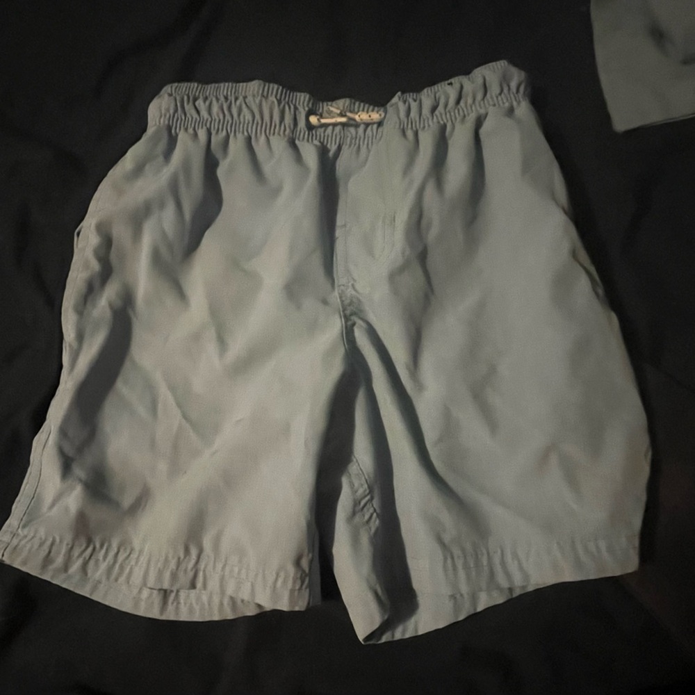Light Blue Kids Elastic Waist Swim Trunks